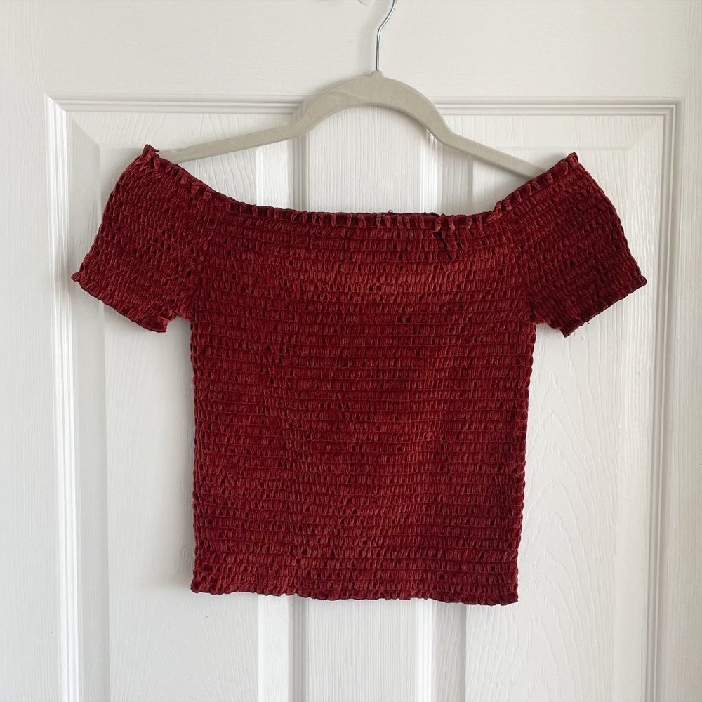 Forever 21 Off The Shoulder Red Crop Top